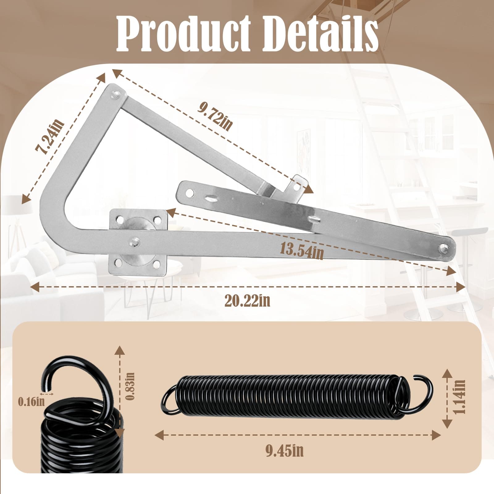 Attic Ladder Hinge Arms & Springs Kit Fits Werner 55-2, photo 6 of 6