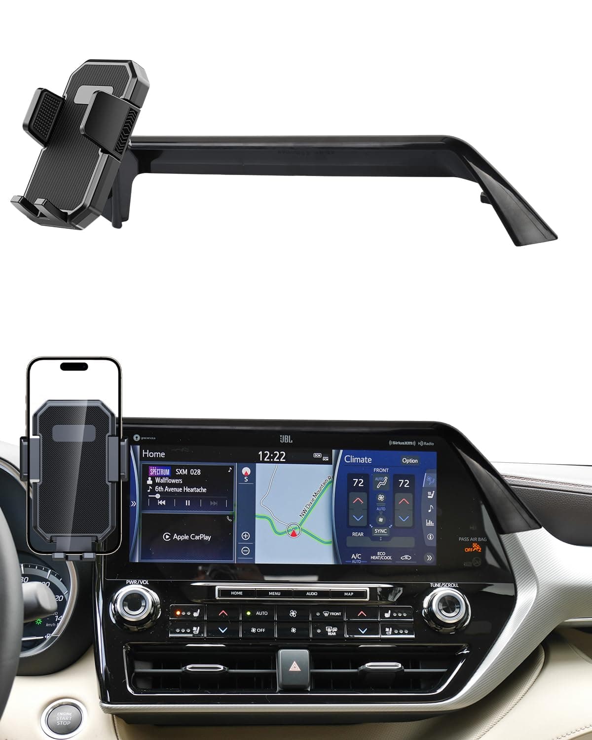 Auto-Lock Car Phone Holder Mount for Toyota Highlander 2020-2024