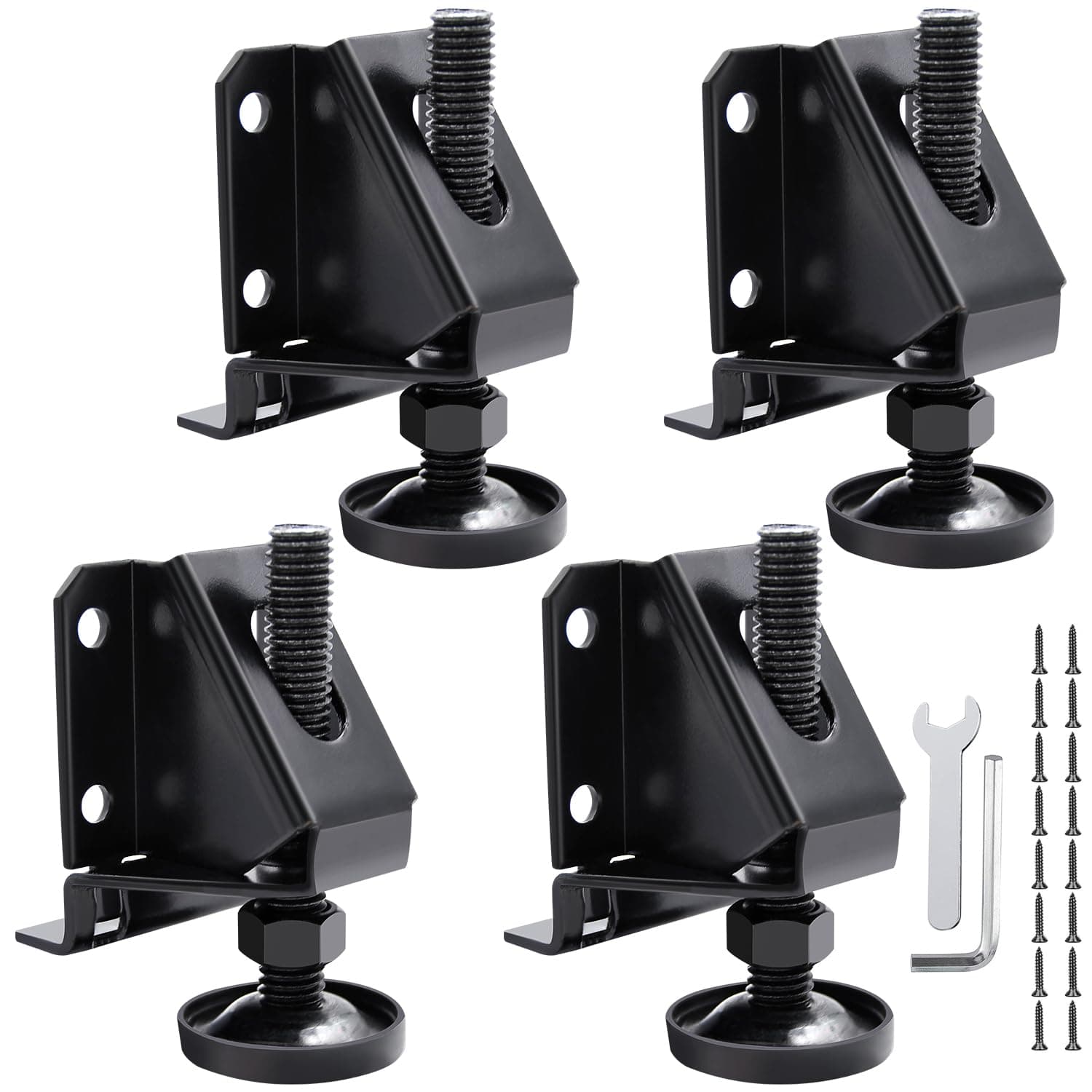 Black Steel 2-inch Adjustable Leg Leveler for Furniture 4 Pack, photo 1 of 6