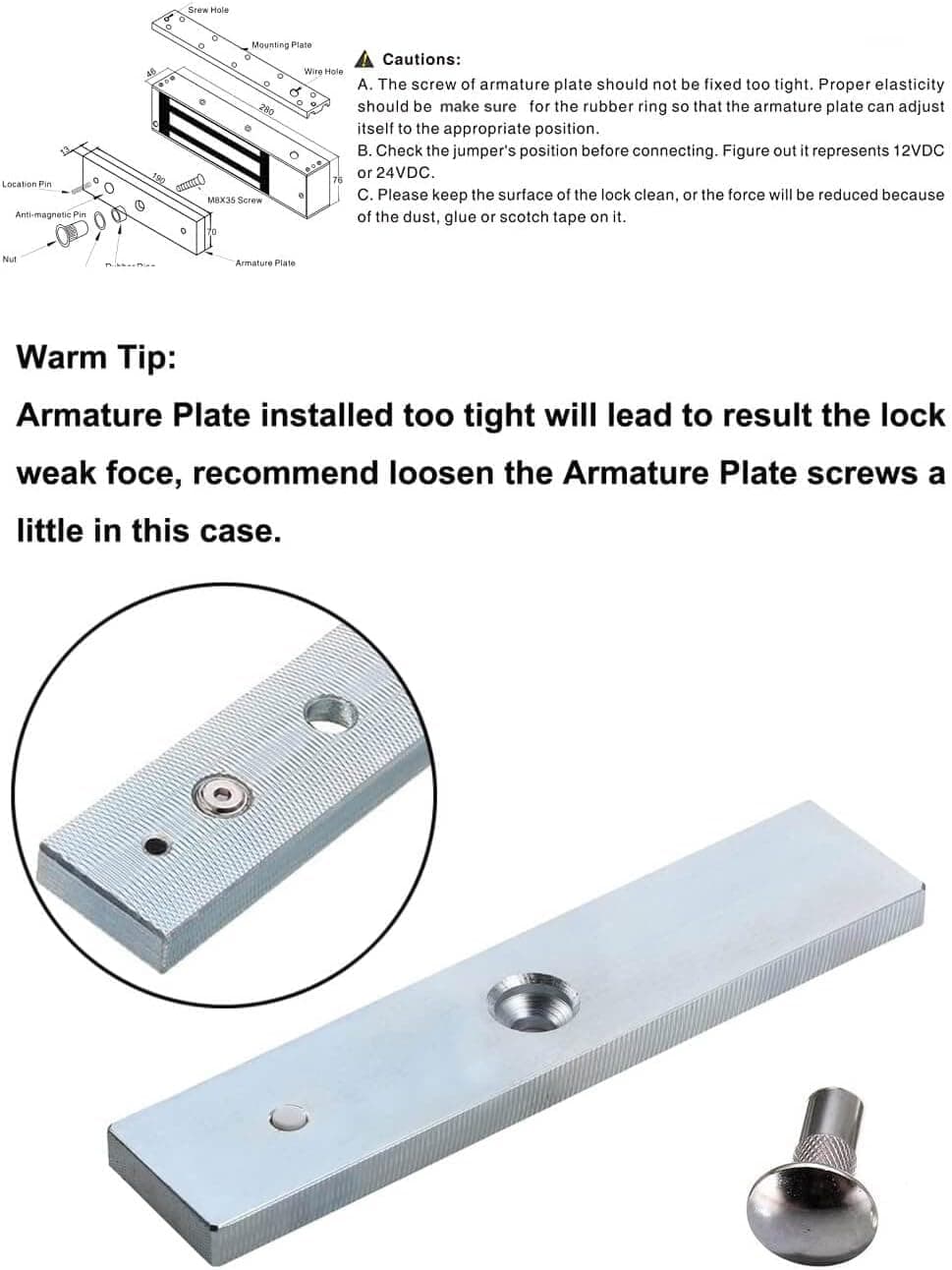 Electric Magnetic Door Lock L&Z Bracket Kit Access Control 12V 1200LBS 500KG, photo 7 of 7