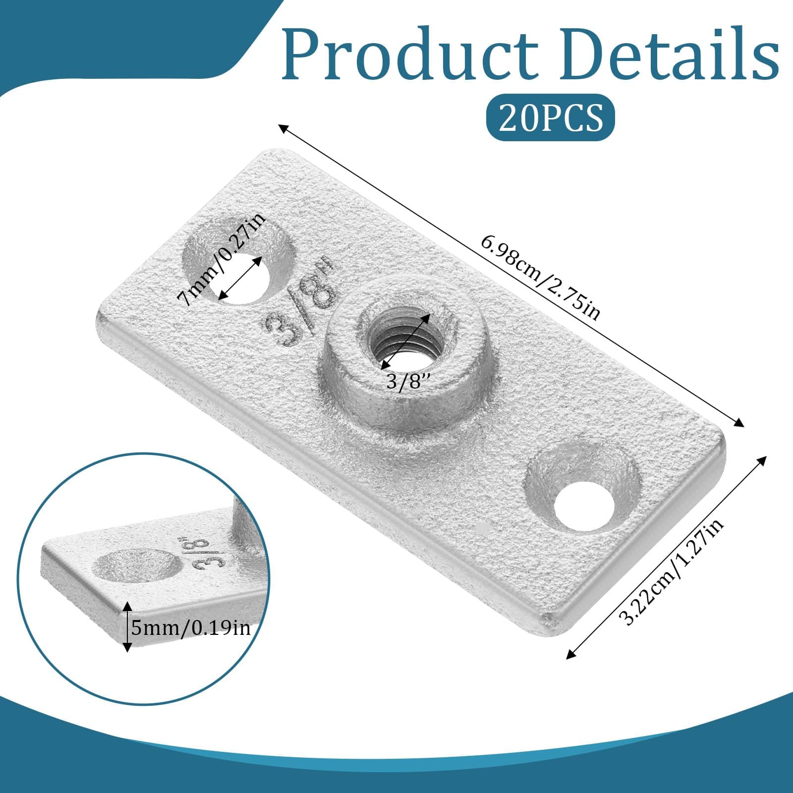 Galvanized Ceiling Flange Hanger for 3/8 Inch Threaded Rod 20 Pack, photo 2 of 7