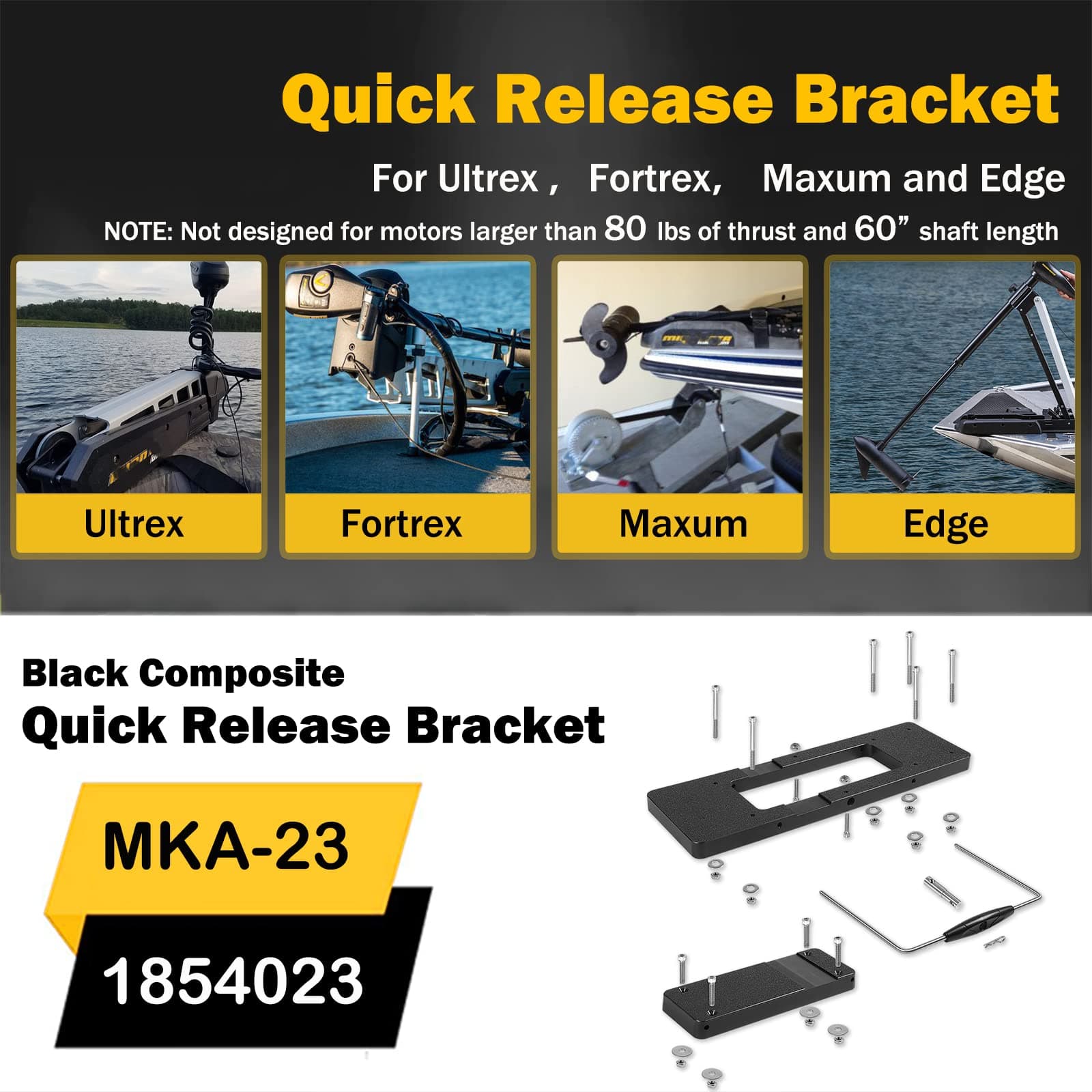 Quick Release Bracket for Minn Kota Trolling Motor Ultrex Fortrex Maxxum Edge MK-23
