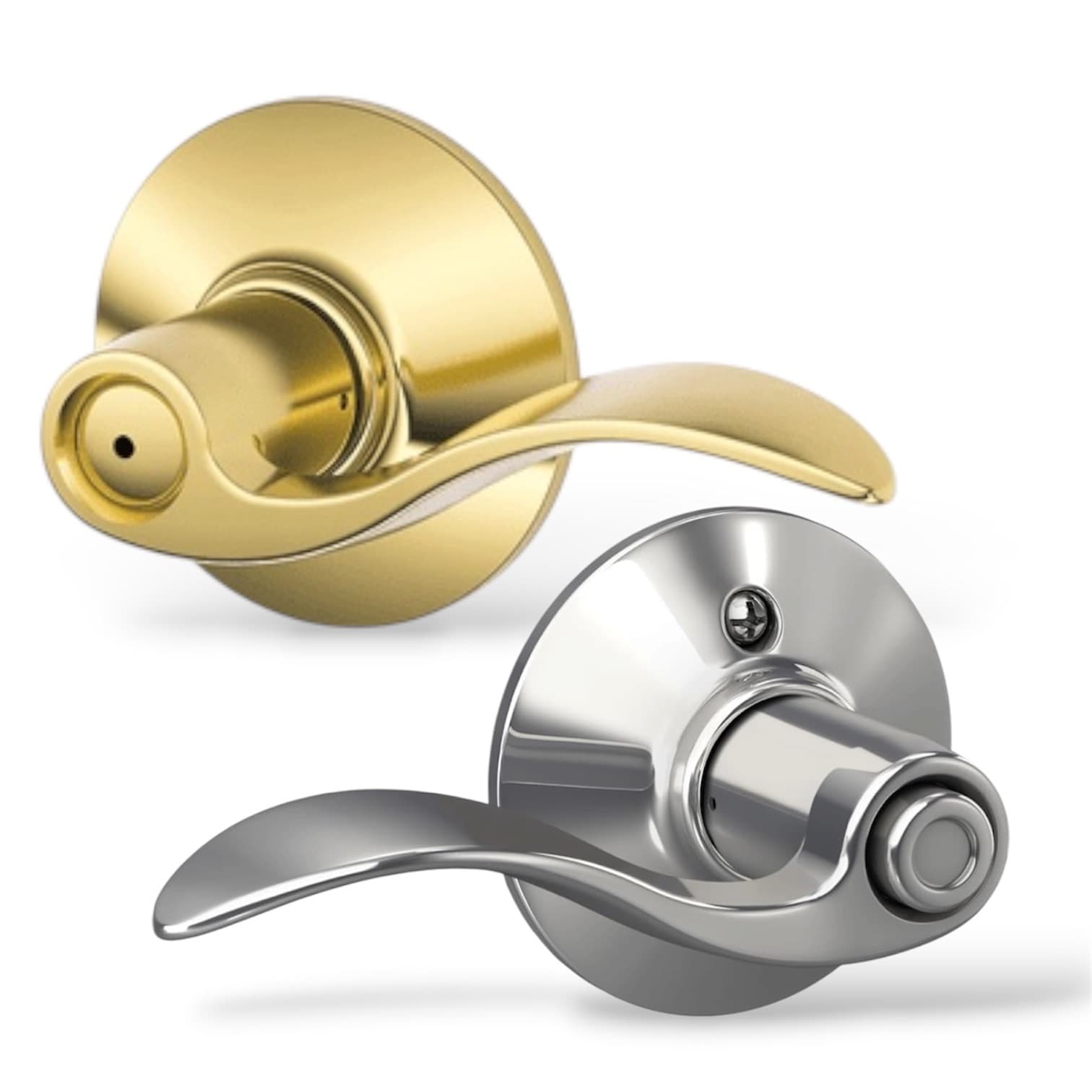 Schlage Dual Finish Door Handle SetSplit Finish Lever Set BRASS / CHROME