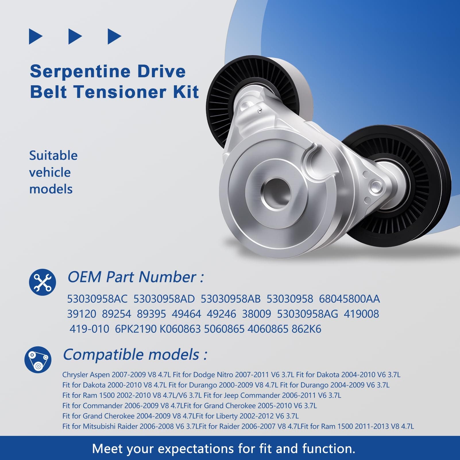 Serpentine Belt and Tensioner Kit for 3.7L 4.7L Dodge Jeep Engines, photo 2 of 7