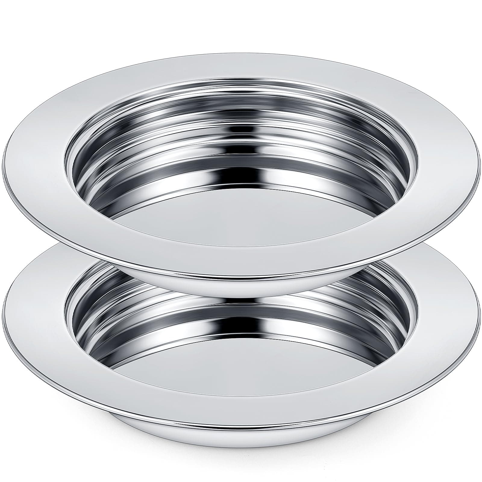 Stainless Steel Silver 10 Inch Communion Plates for Church 2 Pack