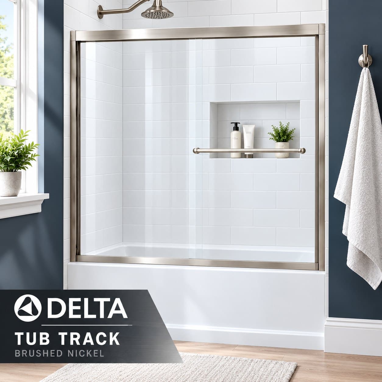 Delta Sliding Bathtub Shower Door Track Kit - Brushed Nickel