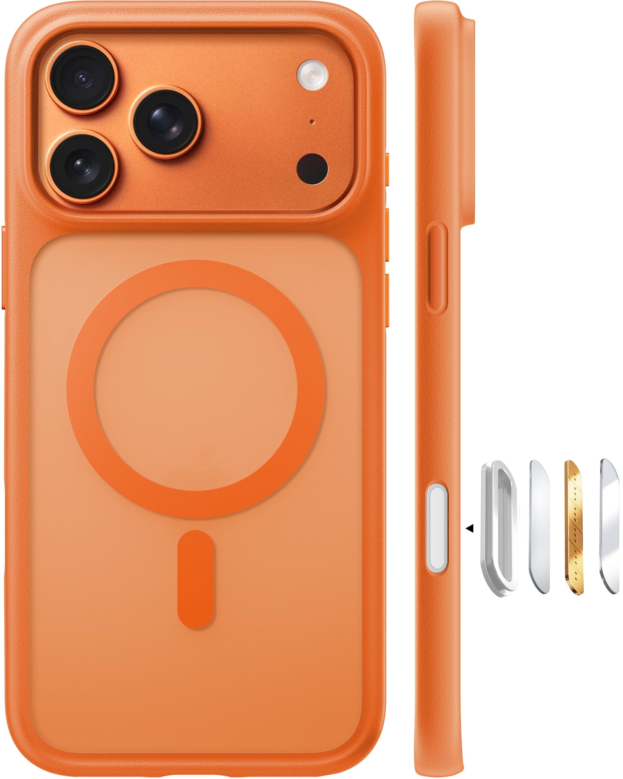 Magnetic Translucent Orange Phone Case for iPhone 17 Pro